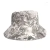 Berets 2023 Luxury Ink Painting Bucket Hat Jungle Animal Print Tie-Dye Outdoor Fishing Caps For Women Men