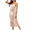 Vêtements de nuit pour femmes Sexy dentelle chemise de nuit plus taille femmes broderie florale longue robe voir à travers maille chemise de nuit femme slips nuisette