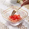 Bowls Oneisall Gold Inlay Edge Glass Salad Bowl Fruit Rice Serving Storage Container Lunch Bento Box Decoration Tableware