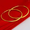 Hoop Earrings 4cm Large Circle Sexy Yellow Gold Filled Smooth Plain Round Womens Fashion Gift