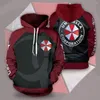 Felpe con cappuccio da uomo Oeny Umbrella Corporation Cosplay Residented Evil Felpa facciale per donna Uomo Moda Pullover Abiti da stampa