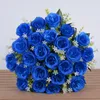 24 Buds Artificial Rose Flowers Bouquet Indoor Outdoor Wedding Party Backdrop Wall Road Home Decoration Valentine Mothers Day Floral Gifts