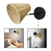 Wall Lamps Rattan Lamp Light Sconce E27 Rotatable With Pull Cord Switch For Hallway Living Room Bedside Home Decoration