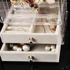 Jewelry Pouches Acrylic Box Earring Holder Pull-Type Dustproof Screen Display Stand Hanging Earrings Bracelets Necklaces J55