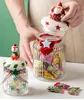 Bouteilles de stockage Bocal à bonbons en verre de Noël Boîte à biscuits au chocolat Rayé Cartoon Cadeau Bouteille Nourriture scellée avec couvercle Décoration de la maison