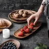 Tallrikar Creative Home Loveslickness Träfrukträtter Trästefat te Tray dessert middag frukostplatta fast bordsartiklar