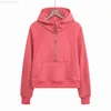 23SS Designer Half Zipper Hoodie Same Style Winter Scuba Pullover Pulled Thickened Lulus Women Hoodies Hooded Embroidery Sweater Loose lus