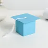 Aangepaste afstudeerhoed met Tassel Box Candy Chocolate Party Gunstboxen met blauw witte zwarte kleur A366