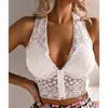 Kvinnors tankar Kvinnor Sport Brassiere Tank Top Slim Solid Lace Short Sexig V-ringad ärmlös Spaghetti-band Halter Backless Bra Vest