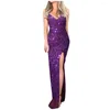 Robes décontractées Cravate Robe Femmes V Profond Paillettes Wrap Ruché Sans Manches Discothèque Soirée Cocktail Pour Formel