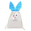 Sublimation Easter Drawstring Bags Festive Linen Bunny Bag with Ears Custom Printing