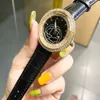 Marke Uhren Frauen Mädchen Kristall Blume Stil Lederband Quarz-armbanduhr CHA62275b