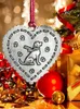 Kerstdecoraties 2023Christmas ornamenten dubbelzijdige herdenkingshanger met rode snaar voor vakantie trouwjaar zilver