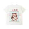 Homens feminino redondo pescoço camiseta designer mass de manga curta Couples Cat Tops Tops Size S-xl Asiático S-XL