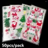 Decorazioni natalizie 50pcs Merry Baking Packaging Bags Cartoon Babbo Natale Pupazzo di neve Snack Candy Bag Cookies Storage