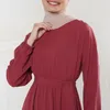 Vêtements ethniques solides Maxi robes pour femmes à manches longues col rond décontracté musulman longue Robe modeste Femme Swing Robe 2023 printemps dernier quotidien