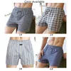 Underpants Boxer Short Men Home Wear Underwear Casual Loose Plaid Wide Leg Cotton Underpant Boxershorts Panties Sexy Lingerie