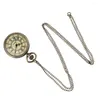 Orologi da tasca 6014Design classico retrò doppio orologio digitale antico romano ciondolo in bronzo catena da cintura regalo per bambini
