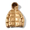 Erkek ceketler kış puffer kısa moda kapüşonlu ekmek pamuk pamuk yastıklı trend gevşek parlak su geçirmez sıcak parka ceket 221231