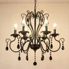 Chandeliers American Wrought Iron Crystal Bedroom Study Hanging Light Black Living Room Dining Candle Chandelier Lighting