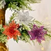 Weihnachtsdekorationen, 5 Stück, glitzernde künstliche Blumen, Baumdekoration, gefälschte Home-Party, 2023 Jahr, Ornamente, Navidad