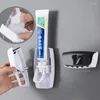 Ensemble d'accessoires de bain, distributeur automatique de dentifrice mural, porte-brosse à dents anti-poussière pour salle de bain, presse-agrumes lavable