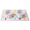 Kaliteli köpek kaseleri ve placemats set gıda sınıfı kaymaz BPA içermeyen BPA içermeyen çipsiz ipucu geçirmez bulaşık makinesi Güvenli Malamine Kaseleri Eğlenceli Marka Parodi Tasarımları 2 Kase 23 Oz