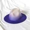 Beralar gradyan fedora şapka kadınlar geniş kısrak caz en son sonbahar İngiliz retro erkek unisex kişiselleştirilmiş