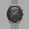 Verklig keramisk planet Moon Mens Watch Full Function Quarz Chronograph Mission to Mercury 42mm Nylon Watch Limited Edition Gift Fashion