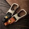 Luxury Genuine Leather Keyring Keychain Men's Simple Key Chains Holder Keyfob For Car Accessories Gift