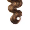 Brazilian Human Hair P4/27 Piano Color Double Wefts Hårförlängningar 4 buntar Body Wave Yirubeauty 10-30inch