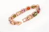 Länkarmband rongyawei rosguld färg lyx multicolor cz stenar kluster kvinnor armband smycken bröllop fest gåva