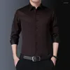 Men's Casual Shirts BROWON Fashion Men Long Sleeve For Turn-Down Collar Print Slim Fit Smart Work Clothing