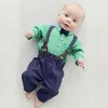 Ensembles de vêtements bébé garçon ensemble de vêtements Born enfants noeud papillon à manches longues chemise à carreaux salopette pantalon garçons Gentleman tenues costumes