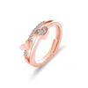 Anillos de racimo Doble capa Amor Apertura en forma de corazón Exquisita CZ Zircon Anillo de dedo Joyería de moda para mujeres Niñas Día de San Valentín