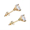 Stud Earrings 6/7/8mm Round White Zircon Screw Back Vintage Gold Color Small For Women Luxury Crystal Wedding