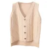 Women's Vests Woman Jacket Vest Sweater Women's Knitted Cardigan Short Spring And Autumn V-neck Sleeveless Small Chaleco Mujer