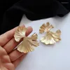 Stud Earrings Simple Gold Color Fashion Ginkgo Leaves For Women Plant Jewelry Gift Brincos Exaggerated Small Flowers Metal