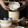 Servis uppsättningar japanska handmålade underglaster keramiska hushåll risskål 5 tums åttkantig liten kreativ ätbord