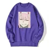 Sweats à capuche pour hommes Darling In The Franxx Hommes Sweat Harajuku Mode Sweat à capuche Tops Outwear O-cou Vêtements Hiver Manches Longues Supoleron Hombre