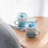 Tazze Piattini Balena in ceramica Tazza carina Tazza da caffè con coperchio Latte Tè in porcellana Tè britannico Festa pomeridiana Bevande fredde Acqua