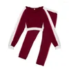 Women's Tracksuits Autumn Spring Women Two Pieces Casual Tracksuit Side-striped Crop Tops Ankle-length Pants Sportwear Set S-XL