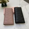 デザイナーカウハイドレザーロングウォレットコインプロパスインテリアジッパーポケットブラックピンクの女性ファッションラグジリハンドバッグ財布カードホールド160J