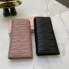 Designers Cowhide Leather Long Wallet Coin Purses Interior Zipper Pocket Black Pink Women Fashion Luxurys Handbags Purse Card Hold160j