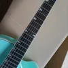 6 Strings Sky Blue Semi Hollow Electric Guitar with Big Tremolo Rosewood Fretboard Customizable