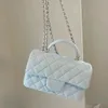 Bolsa de ombro com corrente Bolsa de mão de designer com aba Carteira de cordão de veludo xadrez Duas letras Cor sólida Fivela com listras quadradas Bolsas de luxo femininas