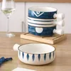 Миски Qingyao Ceramic Breakfafk с ручкой салат -хлопной суп суп лапша десерт сырная посуда Микроволновая печь специальная печь