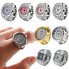 Cluster Ringe Digital Quarz Fingeruhr Ring für Frauen Männer Vintage Gold Splitter Mini Punk Uhren Elastische Schmuck Uhr Geschenk