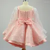 Girl Dresses Glitter Flower Sequin Square Puffy For Kids Birthday Party Gowns First Communion Baby Wear Vestidos Daminha