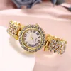 Montres-bracelets Femmes Bracelet Montres Ceinture en acier Amour Strass Quartz Montre-bracelet pour 2023 Glacé Montre Femme